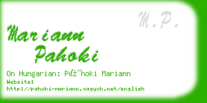 mariann pahoki business card